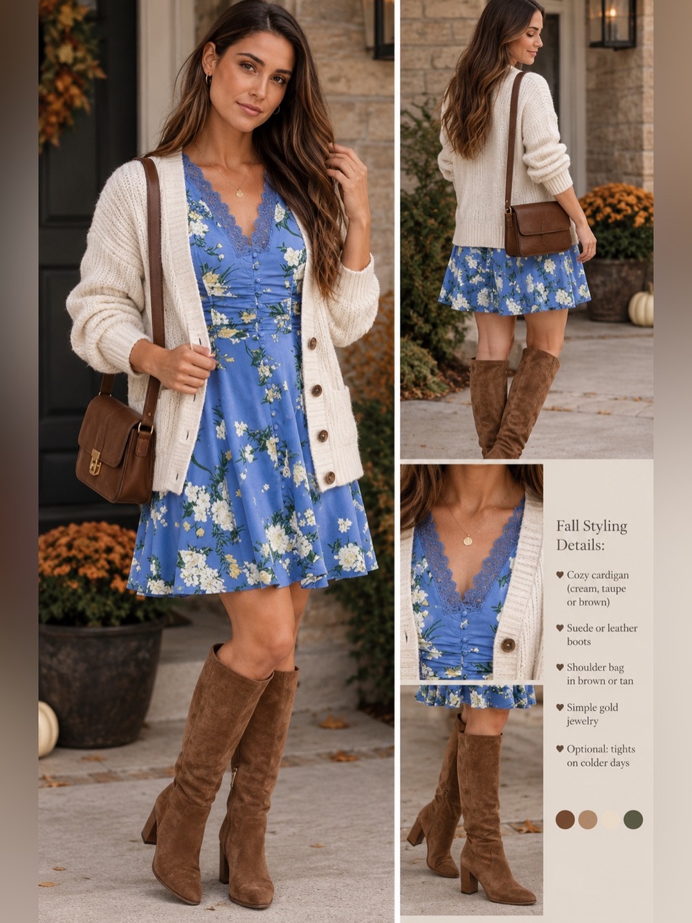 Free People Alora Blue Floral Lace-Trim Slip mini cap sleeve  Dress size 2